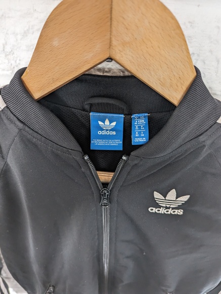 Adidas Originals Full Zip Track Top - Size 6 - Black & White - P2P 17" - Picture 8 of 8